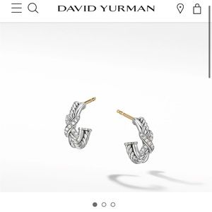 David Yurman Petite X Hoop Earrings in Sterling Silver with Pavé Diamonds